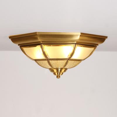 China Jewellerytop flush mount light ceiling classic lamp vintage antique brass lamps with glass shade hexagon for balcony Te koop