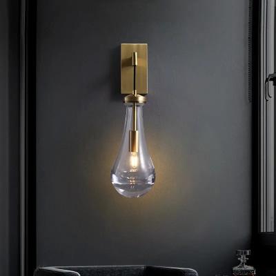 China Modern Bedside Wall Lamps Light Brass Crystal Glass Rain Hardware Sconce for Hotel Indoor task wall sconce for sale