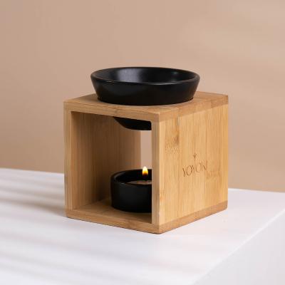 China YUANWANG Customize Ceramic Wooden Incense Burner Tea Light Candle Holder With Stand For Home Decor Gifts for sale