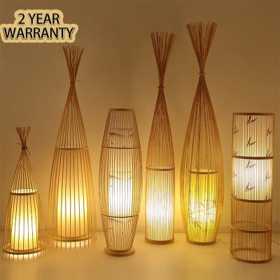 China Japanese Lantern Weave Rattan floor Lamp art woven chandelier Bedroom balcony light for sale