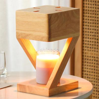 China Dimmable Solid Wood Candle Warmer Lamp Wax Melt Lamps for Scented Candles Desk Table Bedroom Night Lights for sale