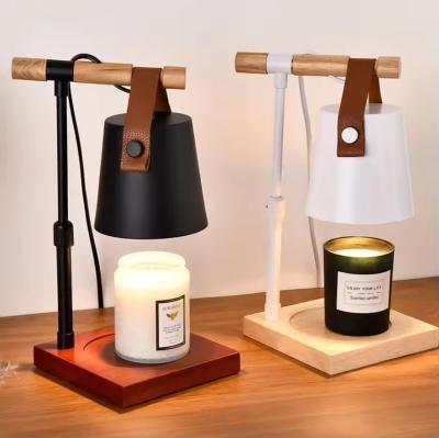 China Dimmable Timing Flame Free Wooden Base Wood Scented Hot Melt Wax Lamp for sale