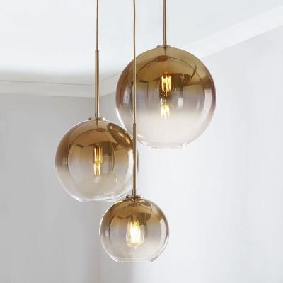 China Nordic silver gold round ball bubble glass modern chandelier lighting led pendant light for sale