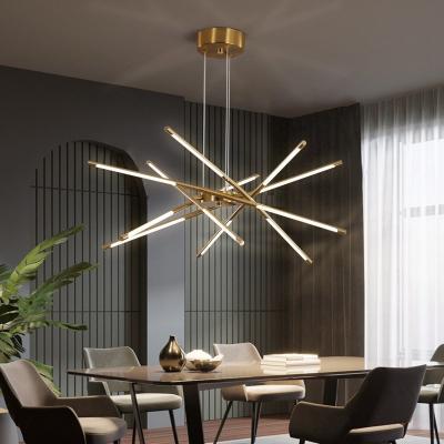 China Simple Nordic Light Dimmable Sputnik Modern Tubes Linear Led Chandelier Pendant Lights For Restaurant Living Room for sale