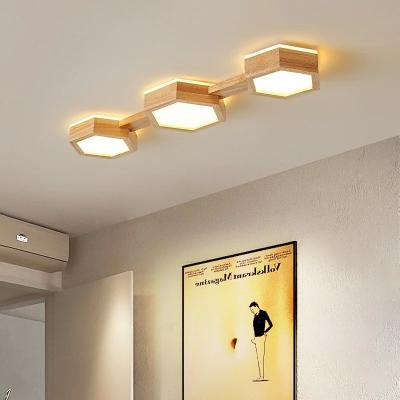 China Modern LED Wood Ceiling Lamp for Living Room Dining Bedroom Aisle Chandelier Indoor Decor Lighting Fixture Luster for sale