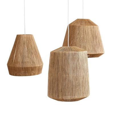 China Handmade Modern Design Wicker Hanging Lamp Natural Woven Light Indoor Home Hotel Farm Style Rattan Pendant Lighting for sale