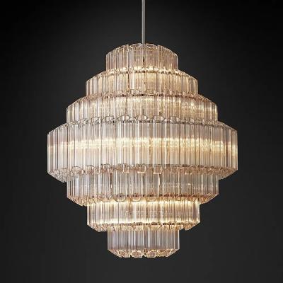 China Multi-layer glass tube pendant lamp murano luxury home decor living room fancy Restaurant chandelier for sale