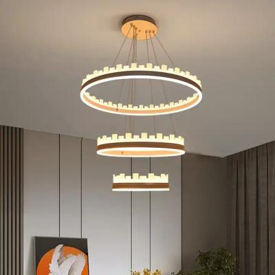 China Modern Large LED ceiling 3 rings chandelier lights hanging pendant lamps Indoor living room dining bed Luxury light for sale