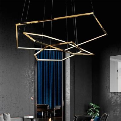 China Stainless Steel hanging pendant lighting chandelier Hexagon decorative Pendant Lamp for Lobby Living Room for sale