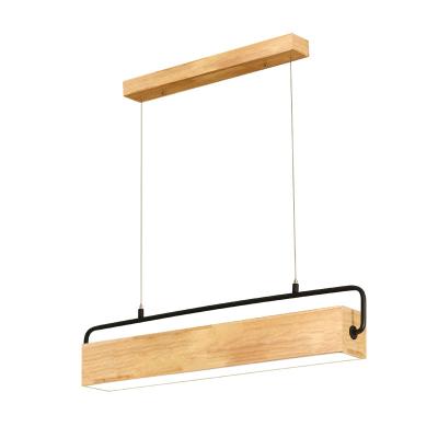 Cina Long Wooden LED Pendant Lights for Dining Table Kitchen Nordic Art Within Budget in vendita