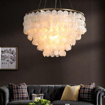 China 4000 Capiz Modern White Sea Chandeliers for Dining Room Bedroom Kitchen Island Lighting for sale