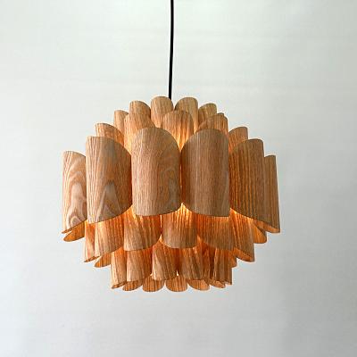 중국 High CRI 90 Wooden Veneer Pendant Light Fixture for Farmhouse Design in Restaurant 판매용