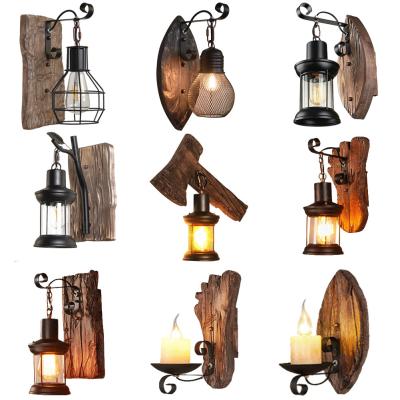 China Natural Solid Wood Industrial Vintage Wooden Wall Sconce for Home Bar Corridor Decoration Te koop