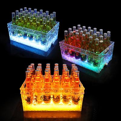 Cina Transparent Custom Bar KTV LED Light Storage Beer Plastic Ice Buckets Beverage Tubs in vendita