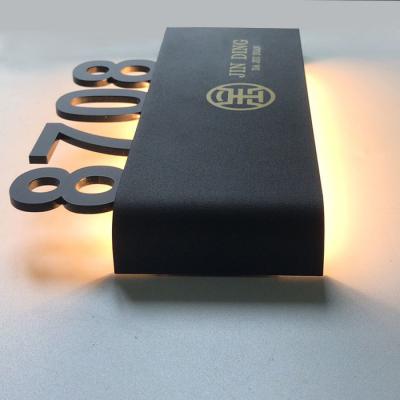 China Customized LED Aluminium Floor Number 3D Metal House Building Plaques for Custom Hotel for sale