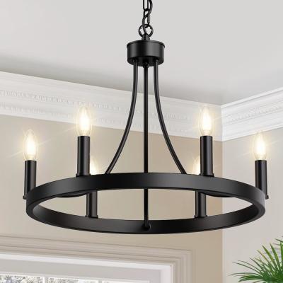 Κίνα 360° Beam Angle LOHAS 6-Lights Wagon Wheel Chandelier Kitchen Island Lighting Fixture προς πώληση