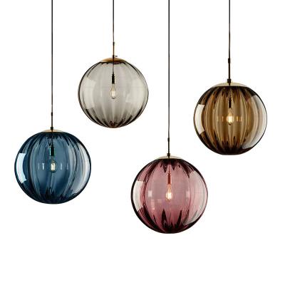 Cina Colorful E14 Ribbed Water Pattern Round Glass Chandelier for Living Room and Bedroom in vendita