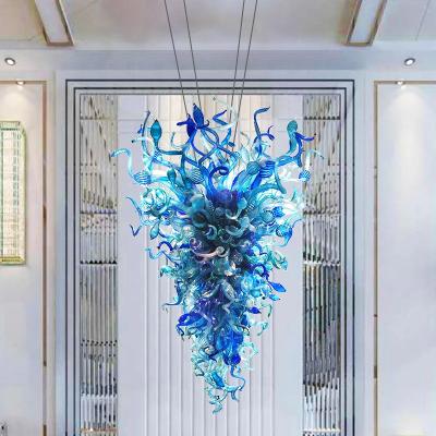 China Luz de lámpara de cristal soplado a mano azul de Murano para decoración de arte moderno en venta