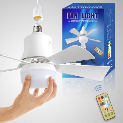 China Luz de ventilador LED de techo de 360 rotación con bombilla de atenuación inteligente y control remoto en venta