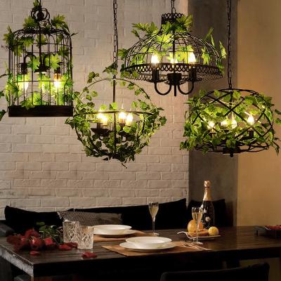 China Artificial Plants Decorative Black Iron Pendant Light for Vintage Industrial Style zu verkaufen