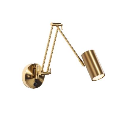 China Modern Style Adjustable Swing Long Arm Golden Wall Light for Bedroom Study Corridor for sale