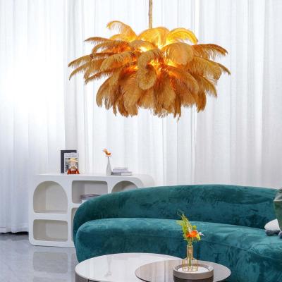 China Nordic Luxury Ostrich Lampshade Led Ceiling Chandeliers for Home Decorative Lights for sale