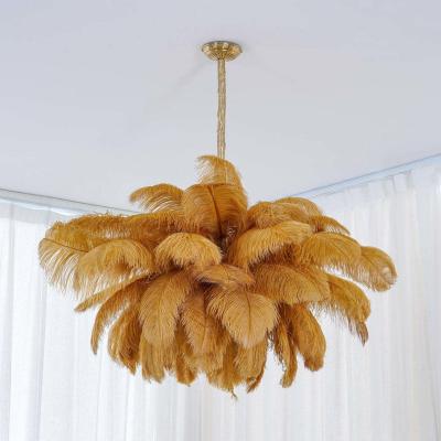 China Nordic Luxury Ostrich Lampshade Led Ceiling Feather chandelier for Home Decorative Lights for sale