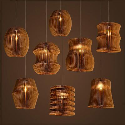 China Corrugated Paper Vintage Art Led Pendant Light for Modern Home Office Lamp Year 80 N for sale