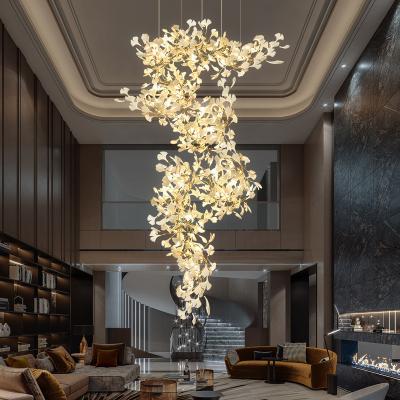 China AC 85-265V Input Voltage Custom Nordic Ginkgo Leaf Chandelier for Modern Hotel Project for sale