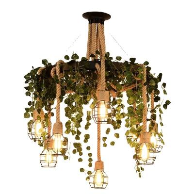 China Vintage Industrial Plants Chandelier with Decorative Flowers Wreathes and SMD Led Chip zu verkaufen