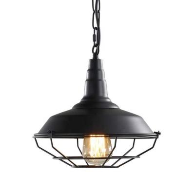 China Industrial Hanging Light with Metal Wire Cage Adjustable Chain and 1 E27 Bulb Capacity zu verkaufen