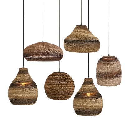 China 750 Hours Lifespan and 50 Ra CRI Modern Loft Designer Recycled Corrugated Cardboard Pendant Lamp for Restaurant Lighting for sale