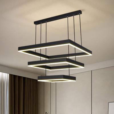 Cina Scandinavian Style Black Acrylic Chandelier for Living Room and Bedroom 3- Illuminated Area 15m2-30m2 in vendita