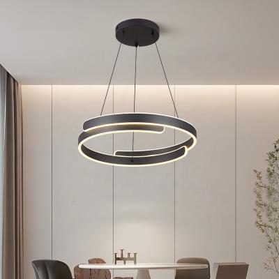 Chine AirSeaExpress Shipping Modern White Black Ring Acrylic LED Circle Ceiling Pendant Light for Restaurant Hotel Living Room à vendre