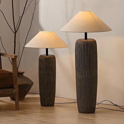 China 80cm Japanese Style Retro Home Decor Pottery Fabric Shade Floor Lamp For Living Room Restaurant Hotel Bedroom Ceramic Stand Light à venda