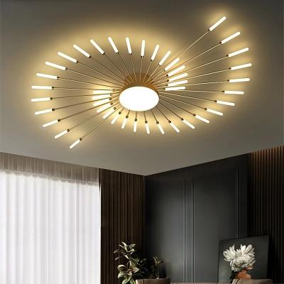 China Nordic Black and Gold Color Fireworks LED Ceiling Lamp for Home Living Room No Dimmer Support 90 Ra Color Rendering Index for sale