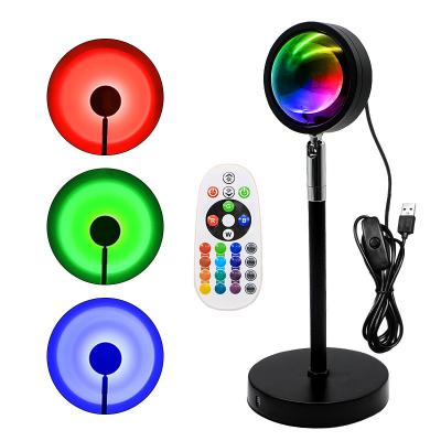 China 0.35kg Metal Body Led 16 Colors RGB Sunset Lamp Romantic Projector Light 180 Rotation USB Port LED Projection For Party for sale