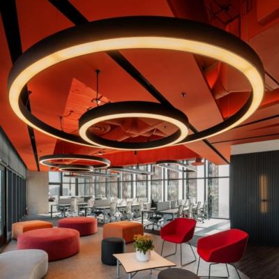 Cina Brandon Circle Design Chandelier Modern Led Linear Bar Light Black White Indoor Pendant Ring For Gym Fitness in vendita