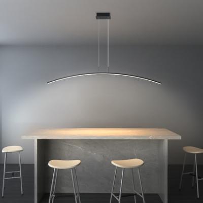 China IP20 Interior Minimalist Dining Table Office Meeting Room Bar High Lumen Arc Chandelier Cable Adjustable LED Linear Pendant Light for sale