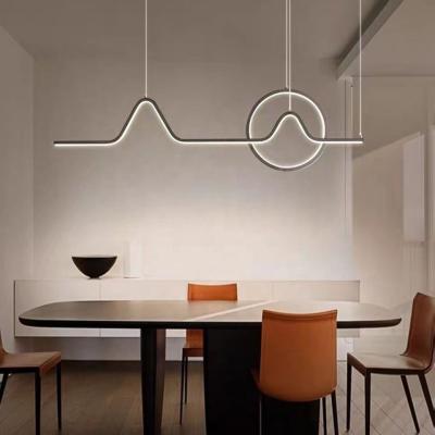 China Modern Study Room Living Kitchen Island Linear LED Chandelier Pendant with Gold and Black Island Ceiling Light Te koop