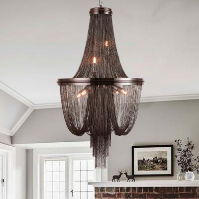 China Customization Black Aluminum Chain Artistic Fringed Modern Tassel Chandelier for Living Room and Hotel Lobby Made à venda