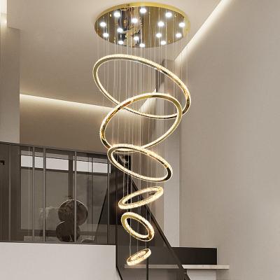 China SMD Led Chip Drop Shipping Decorative Chandeliers For Loft Villa Duplex Hotel Design Nordic Light Multi Rings Modern Chandelier Crystal for sale