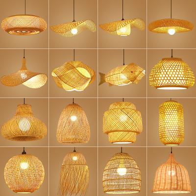 China Modern Blue Southeast E27 Asia Pendant Lights Rattan Hanging Lamp Wicker for Restaurant Home Light Fixtures Decor Luminaire for sale