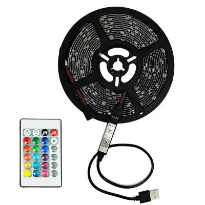 Китай 5m LED TV Backlights 5V USB 30leds/m 5050 24keys Remote IP20 Flexible RGB Strip Lights For Home Decoration for Long Lifespan продается