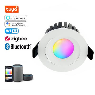 China 40000 Hours Working Time RGB COB Downlight Aluminum IP44 Rated Zigbee Ceiling 8W Rgbw Smart Cob Light Recessed Led for House Te koop