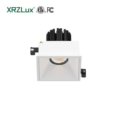 Cina XRZLux Square Embedded ETL LED Down Light 15W Anti-glare COB Recessed Downlight IP44 Damp Ceiling Spotlight for Kitchen Bathroom in vendita