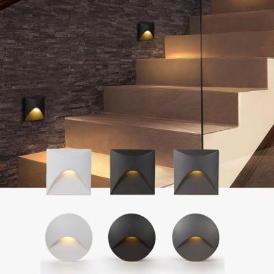 China 3W Round Wall Recessed Step Stair Light for Lighting and circuitry design 85*85*36mm IP65 Warm White 3000K Indoor Outdoor for sale