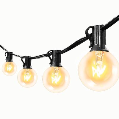 China 25FT G40 Tungsten Filament Lamp String Edison Vintage Bulb E12 Lights Product Weight 3kg for Outdoor Holiday Decoration for sale