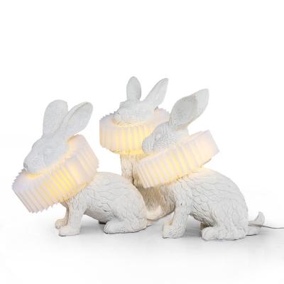 China Modern Minimalist Designer LED Bedside Table Lamp for Living Room Study Children's Resin Rabbit Animal Product Weight 3kg for sale