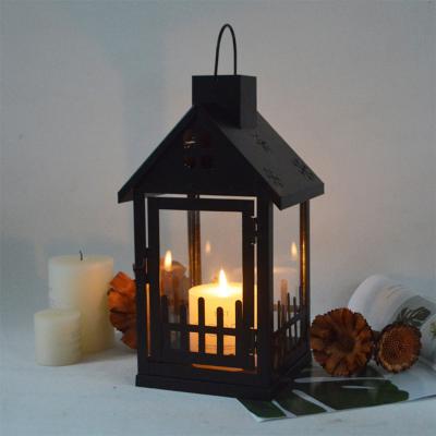 China Support Dimmer NO Metal European Style Outdoor Courtyard Shabby Chic Home Decoration Antique Black Garden Hanging Lantern for sale